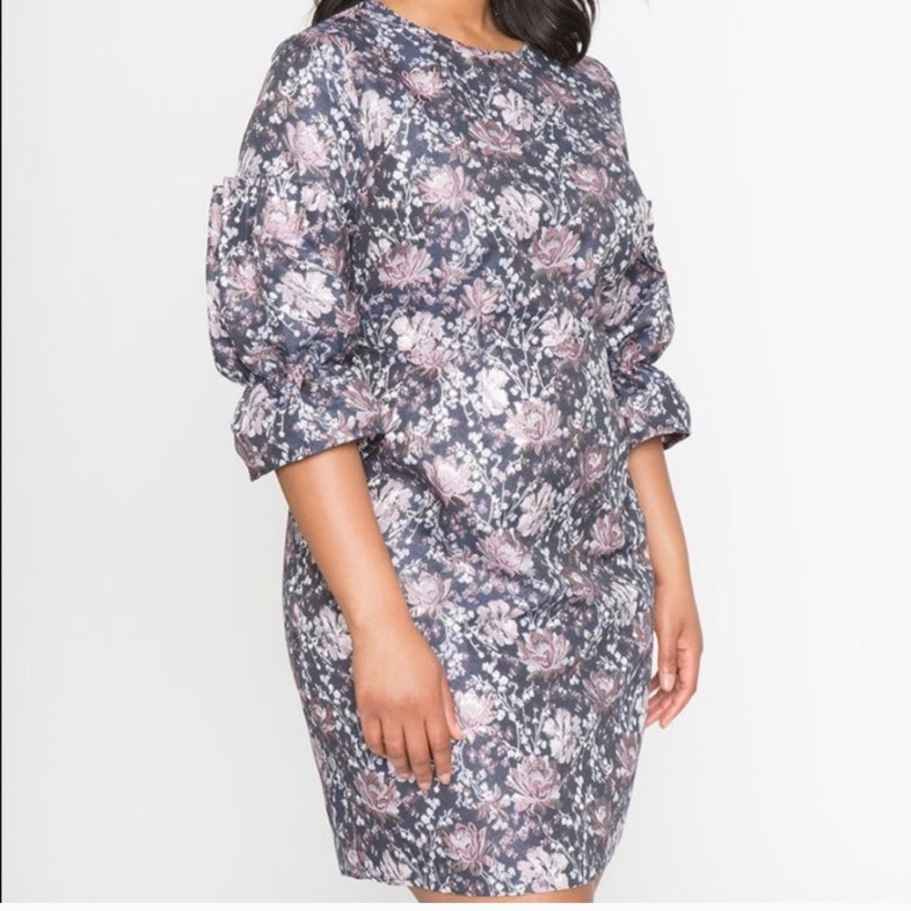 Eloquii Floral Jacquard Puff Sleeve Mini Dress NWT Size 24